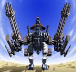  beam_rifle claws cloud day desert energy_gun gatling_gun gun gun_sniper huge_weapon machine_gun mecha rifle rinon_toros rocket_launcher sand size_difference sky sniper_rifle teeth velociraptor weapon yudoufu_(yudouhu) zoids zoids_shinseiki/zero 