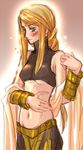  agrias_oaks bad_id bad_pixiv_id bin_nu_chan blonde_hair blue_eyes blush braid breasts dancer dancer_(fft) final_fantasy final_fantasy_tactics long_hair lowres medium_breasts midriff single_braid solo underboob 