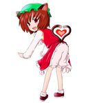  animal_ears bad_id bad_pixiv_id bloomers brown_hair cat_ears cat_tail chen hat heart heart_tail red_eyes short_hair solo tail touhou umumu_(pilcre) underwear 