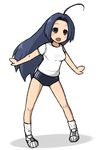  :o ahoge bad_id bad_pixiv_id blue_hair brown_eyes buruma gym_uniform idolmaster idolmaster_(classic) idolmaster_1 long_hair miura_azusa outstretched_arms solo spread_arms suzumiya_annko 