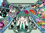  achikoako bad_id bad_pixiv_id bird black_rock_shooter bug butterfly cake flower food hatsune_miku insect koi_wa_sensou_(vocaloid) long_hair miracle_paint_(vocaloid) pastry rose saihate_(vocaloid) solo spring_onion surreal vocaloid world_is_mine_(vocaloid) 