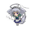  :&lt; ahoge animal_ears braid chibi dog_ears dog_tail highres inu_sakuya izayoi_sakuya maid satoyan solo tail touhou twin_braids 