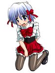  ayasaki_hayate bandabekken blue_eyes blue_hair bronze_parrot crossdressing hayate_no_gotoku! kneeling male_focus non-web_source otoko_no_ko pantyhose solo tears waitress 