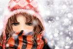  bad_id bad_pixiv_id brown_eyes brown_hair copyright_request hat jiro scarf snow solo 