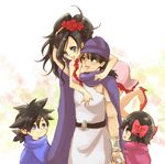  2girls black_hair blue_eyes bow breasts cape couple deborah deborah's_daughter deborah's_son dragon_quest dragon_quest_v family flower hair_bow hero_(dq5) hetero icomemo long_hair mole mole_under_eye multiple_boys multiple_girls rose short_hair small_breasts smile turban 