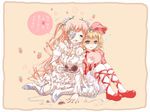  bad_id bad_pixiv_id blonde_hair blush boots bow dress drill_hair eating flower flower_eyepatch food fruit hair_flower hair_ornament hina_ichigo kirakishou long_hair multiple_girls pink_bow pink_hair rose rozen_maiden saliva short_hair strawberry thigh_boots thighhighs translated twintails very_long_hair white_flower white_rose yellow_eyes yugusa_yuube 