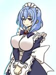  blue_hair breasts copyright_request large_breasts maid purple_eyes short_hair solo wabi_(wbsk) 