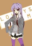  clannad fujibayashi_kyou hood hoodie long_hair nagatsuki purple_hair solo thighhighs 