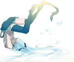  blue_eyes blue_hair feet hatsune_miku long_hair skirt solo somersault tansuke thighhighs twintails upside-down vocaloid zettai_ryouiki 