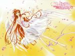  barefoot clamp code_geass dress long_hair ribbon shirley_fenette solo wings 