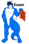  biceps black_hair black_nose blue_fur canine fur grey_eyes hair hunterramirez invalid_tag male mammal muscles nude pecs pose ring single smile solo standing white_fur wolf 