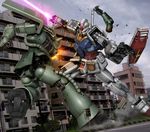  battle energy_sword gundam hiropon_(tasogare_no_puu) mecha mobile_suit_gundam rx-78-2 sword weapon zaku zaku_ii 