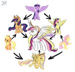  applejack_(mlp) equine eyes_closed female fluttershy_(mlp) friendship_is_magic fusion horn horse my_little_pony pegasus twilight_sparkle_(mlp) two_tone_hair unknown_artist winged_unicorn wings 