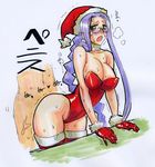  1boy 1girl ass bent_over blush breasts censored cleavage doggystyle erect_nipples fate/stay_night fate_(series) girl_on_top glasses hetero huge_ass kikuta large_breasts long_hair no_panties purple_hair rider riding sex solo_focus spread_legs vaginal 