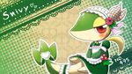  blush clothing female green_body green_skin half-closed_eyes hm3526 looking_at_viewer maid maid_uniform nintendo number pok&#233;mon pok&eacute;mon red_eyes reptile scalie snake snivy text video_games 