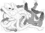  cephalopod cock_tentacle cum hyde_(character) hyponome ingi knot kraken male monochrome mucus multi_cock multi_hyponome penis squid tentacle_penis tentacles 