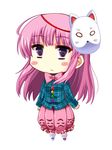  blush_stickers chibi fox_mask hainakku hata_no_kokoro long_hair mask pink_eyes pink_hair plaid plaid_shirt shirt solo touhou 