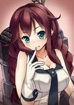  aoki_minami_(+box) aqua_eyes blush braid breasts brown_hair cleavage gloves kantai_collection large_breasts long_hair necktie noshiro_(kantai_collection) school_uniform skirt smile twin_braids white_gloves 