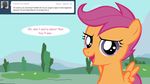  computer equine female friendship_is_magic fur hair horn horse jananimations laptop looking_at_viewer mammal my_little_pony open_mouth orange_fur outside pegasus pony purple_eyes purple_hair scootaloo_(mlp) smile solo tumblr wings young 