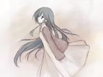  blue_hair cardigan choux_(artist) dress lillian long_hair sepia_tears solo 