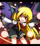  bad_id bad_pixiv_id bat_wings blonde_hair danmaku fang head_wings highres kurumi_(touhou) long_hair nosada open_mouth smile touhou touhou_(pc-98) wings yellow_eyes 