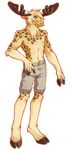  alpha_channel antlers blonde_hair brown_eyes cervine chest_tuft chesttuff chinos clothing cloven_hooves digitigrade food fur giraffe goose hair head_fluff hooves horn hybrid looking_at_viewer male mammal moose neck_fluff pancake pancake_(fursona) pancakesandsyrup pants plaid plain_background shorts standing transparent_background tuft 