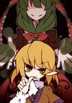  blonde_hair green_eyes green_hair kagiyama_hina long_hair mizuhashi_parsee multiple_girls nosada open_mouth ribbon scarf short_hair smile touhou 