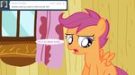  computer dialog english_text equine female friendship_is_magic fur hair horn horse inside jananimations laptop mammal my_little_pony open_mouth orange_fur pegasus pony purple_eyes purple_hair scootaloo_(mlp) solo speech_balloon text tumblr wings young 