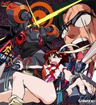  brown_eyes brown_hair cockpit company_connection cropped_jacket gainax gunbuster headband imaishi_hiroyuki leotard loose_socks mecha oldschool oota_kouichirou parody pink_leotard short_hair socks style_parody sunglasses takaya_noriko tengen_toppa_gurren_lagann top_wo_nerae! 