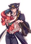  animal_ears bad_id bad_pixiv_id benmaru_image big_bad_wolf big_bad_wolf_(cosplay) big_bad_wolf_(grimm) black_hair blue_hair boots chain child cosplay hood jojo_no_kimyou_na_bouken jonathan_joestar kuujou_joutarou little_red_riding_hood little_red_riding_hood_(grimm) little_red_riding_hood_(grimm)_(cosplay) long_coat multiple_boys tail wolf_ears wolf_tail 