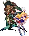  3boys ;q animal_ears barbarossa black_hair blonde_hair blue_eyes boots bravely_default:_flying_fairy bravely_default_(series) breasts bunny_ears cross-laced_footwear earrings eyepatch frilled_skirt frills gloves group_picture hat jewelry knee_boots konoe_kikyou kusurishi_kada lace-up_boots long_hair multiple_boys multiple_girls nobutsuna_kamiizumi official_art one_eye_closed pirate pirate_hat ponytail purin_a_la_mode skirt small_breasts thigh_boots thighhighs tongue tongue_out transparent_background tricorne v_over_eye white_gloves 