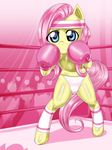  anbx anthro blue_eyes boxing boxing_gloves colored equine female fluttershy_(mlp) friendship_is_magic fur hair horse long_hair mammal my_little_pony panties pink_hair pony standing underwear yellow_fur 