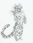  anthro breasts covering feline female hair heather_bruton mammal monochrome nipples nude ocelot plain_background pussy sketch solo spots standing white_background 