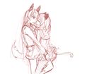  animal_ears ass ass_grab cat_ears cat_tail dog_ears dog_tail eila_ilmatar_juutilainen grabbing_another's_ass groping highres monochrome multiple_girls panties_(pantsu-pirate) pantyhose saliva saliva_trail sanya_v_litvyak sketch strike_witches tail tail_wagging world_witches_series yuri 