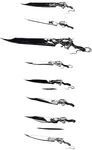  amano_yoshitaka concept_art final_fantasy final_fantasy_viii gunblade monochrome no_humans variations weapon 