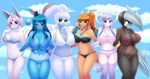  anthro azumarill big_breasts bikini black_hair black_skin blue_eyes blue_hair blue_skin blush breasts charizard chubby cleavage clothed clothing cloud dragon eeveelution espeon excadrill female goodra green_eyes hair hat horn long_hair looking_at_viewer mammal mienshao mole navel necklace nintendo open_mouth orange_hair orange_skin outside pastelletta pok&#233;mon pok&#233;morph pok&eacute;mon pok&eacute;morph purple_hair purple_skin red_eyes red_nose red_skin rodent short_hair sky smile spikes swimsuit thighs video_games white_skin wings 