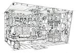  background concept_art final_fantasy final_fantasy_vii kusanagi_studio midgar monochrome wall_market 