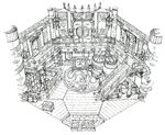  background concept_art don_corneo&#039;s_mansion don_corneo's_mansion final_fantasy final_fantasy_vii kusanagi_studio monochrome 