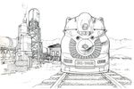  concept_art final_fantasy final_fantasy_viii kusanagi_studio monochrome train train_station 