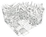  background concept_art final_fantasy final_fantasy_vii gold_saucer kusanagi_studio monochrome 