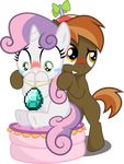  alpha_channel blush brown_fur button_mash_(mlp) couple cub duo equine female feral friendship_is_magic fur green_eyes hair hi_res horn horse lockerobster male mammal medio-cre my_little_pony necklace plain_background pony sitting standing sweetie_belle_(mlp) tears transparent_background two_tone_hair unicorn white_fur young 