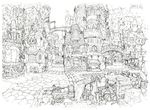  concept_art final_fantasy final_fantasy_ix kusanagi_studio lindblum monochrome 