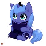  blue_eyes blue_fur blue_hair crown cub cute cutie_mark equine female feral friendship_is_magic fur hair horn horse long_hair mammal my_little_pony norang94 pillow plain_background pony princess_luna_(mlp) solo transparent_background winged_unicorn wings young 