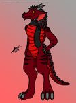  aarkangel claws dragon fur horn invalid_tag male red_dragon scarf solo yellow_eyes 