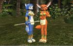  canine clothing fara_phoenix forest fox grass krystal large_ears lion_clothe plants polearm smile staff star_fox tree video_games 