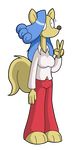  &lt;3 barefoot blue_hair breasts casandra cute female fur hair hands invalid_tag looking_at_viewer paws red_pants rockmanzxadvent rocko&#039;s_modern_life rocko's_modern_life solo strange_hair white_shirt 