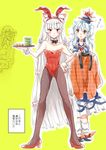  animal_ears ascot bad_id bad_pixiv_id blue_hair bow bowtie breasts brown_eyes bunny_ears bunny_girl bunnysuit camera camera_flash cleavage coat detached_collar dress fake_animal_ears fujiwara_no_mokou hair_bow hat high_heels holding_clothes houraisan_kaguya inaba_tewi kamishirasawa_keine long_hair medium_breasts multiple_girls pantyhose red_eyes ribbon shinoasa short_hair silver_hair they_had_lots_of_sex_afterwards touhou translated tray very_long_hair white_hair wrist_cuffs 