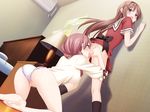  2girls :o against_wall anilingus ass ass_grab bare_legs barefoot bed bent_over blue_eyes blush brown_hair casual censored cousins desk dutch_angle feet female game_cg hair_ornament incest indoors kitajima_kaede kitajima_sara kneehighs kneeling kneepits lamp legs long_hair looking_at_viewer looking_back multiple_girls open_mouth panties panties_aside peko pillow pink_hair purple_eyes pussy_juice shadow socks soles sono_hanabira_ni_kuchizuke_wo standing sweat toes tongue underwear uniform white_panties yuri 