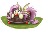  apple bat_pony cute equine female flutterbat_(mlp) fluttershy_(mlp) friendship_is_magic fruit hair horse mammal my_little_pony otakuap pegasus pink_hair pony smile solo wings 