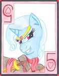  card cardstock equine five friendship_is_magic hair horn horse mammal my_little_pony playing_card pony smile solo sword the1king trixie_(mlp) trixie_lulamoon_(mlp) unicorn weapon 